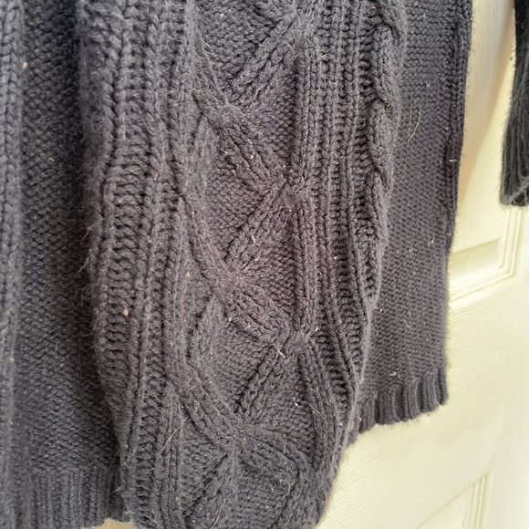 Pink rose navy blue chunky cable knit ribbed knitted crew neck Tunic sweater S - Picture 5 of 17